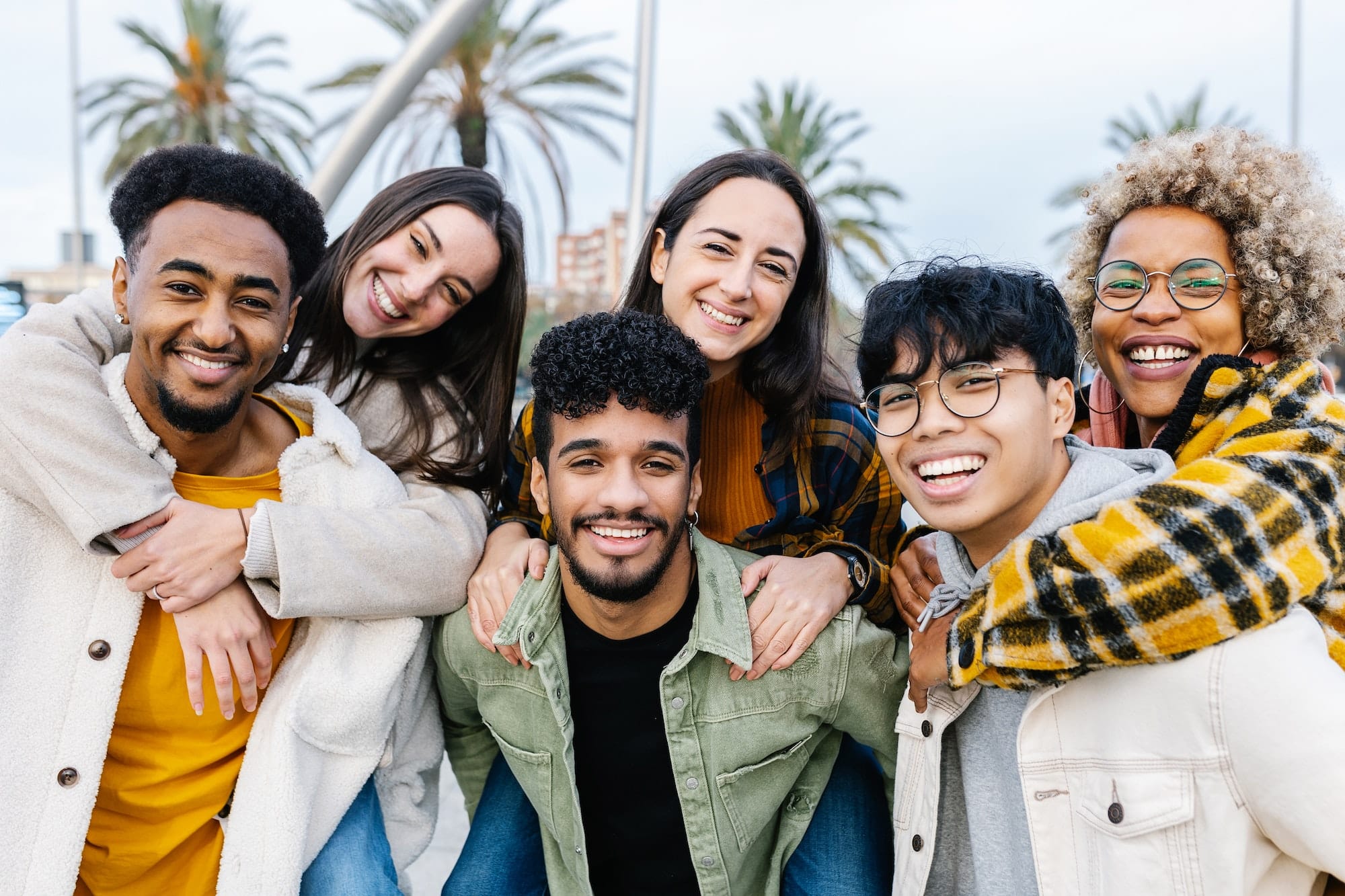 Young group of multiracial friends